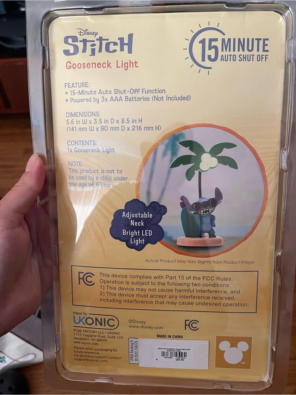 Disney Stitch Palm Tree Gooseneck Light – Teal, Blue, White